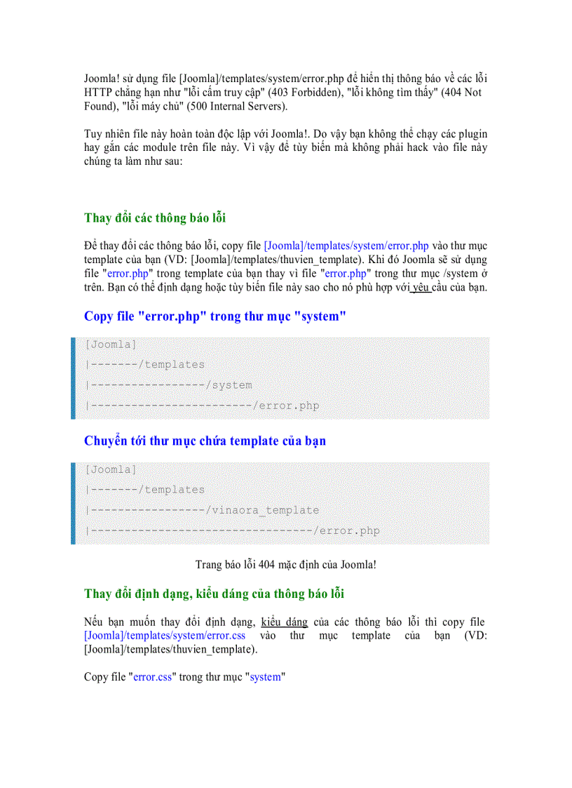 Tùy biến thông báo lỗi trong joomla