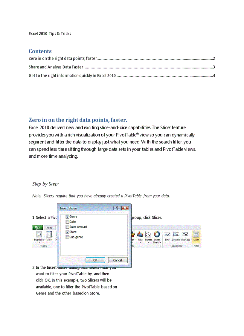 Excel 2010 Tips Tricks