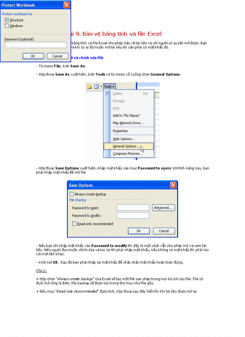 MS Excel Bài 9 Bảo vệ bảng tính và file Excel