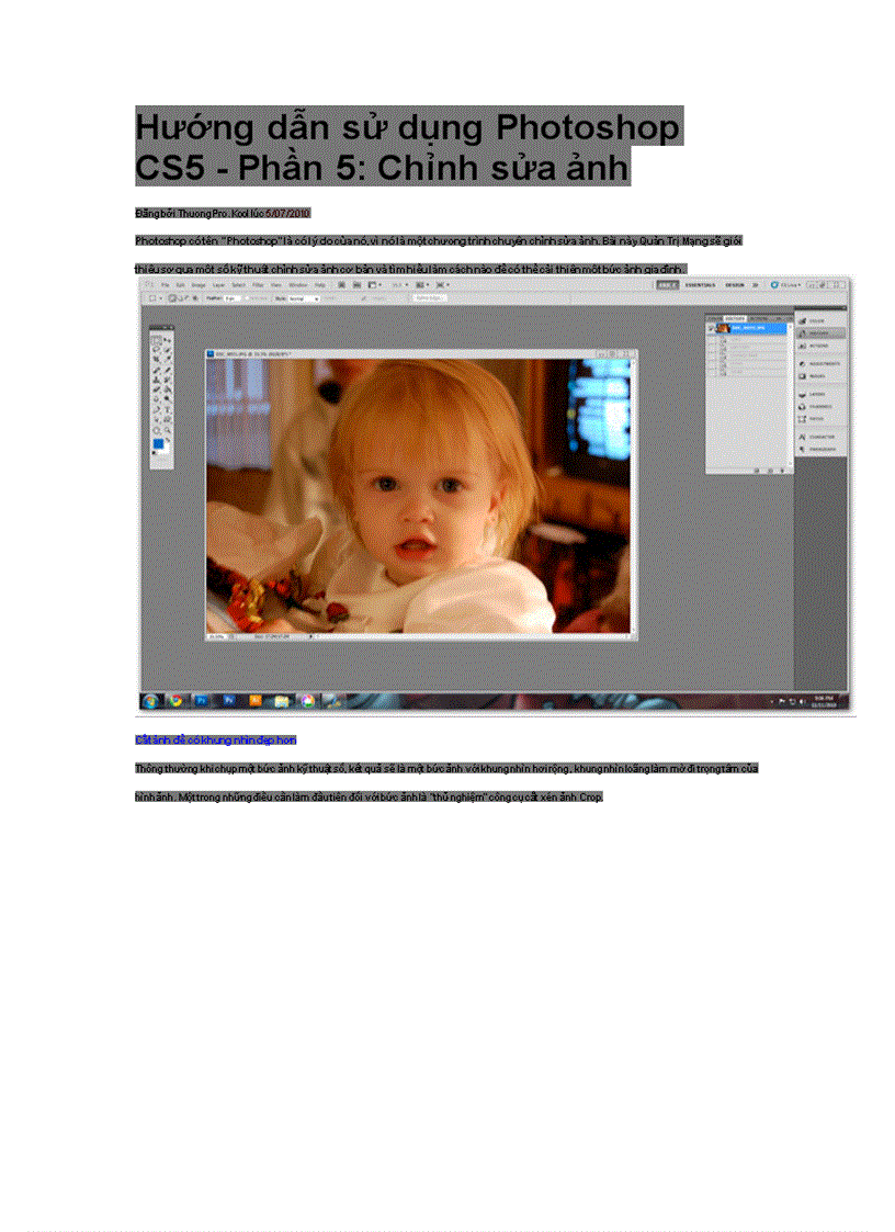 Hướng dẫn sử dụng Photoshop CS5 Phần 5 Chỉnh sửa ảnh