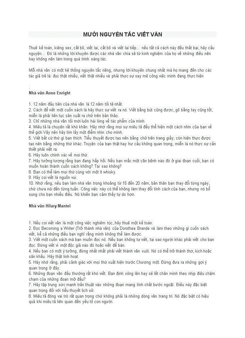 Mười nguyên tắc viết văn