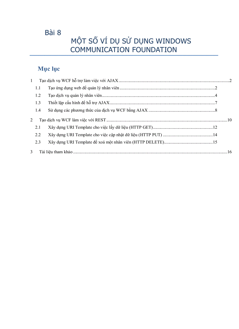 Một số ví dụ sử dụng windows communication foundation