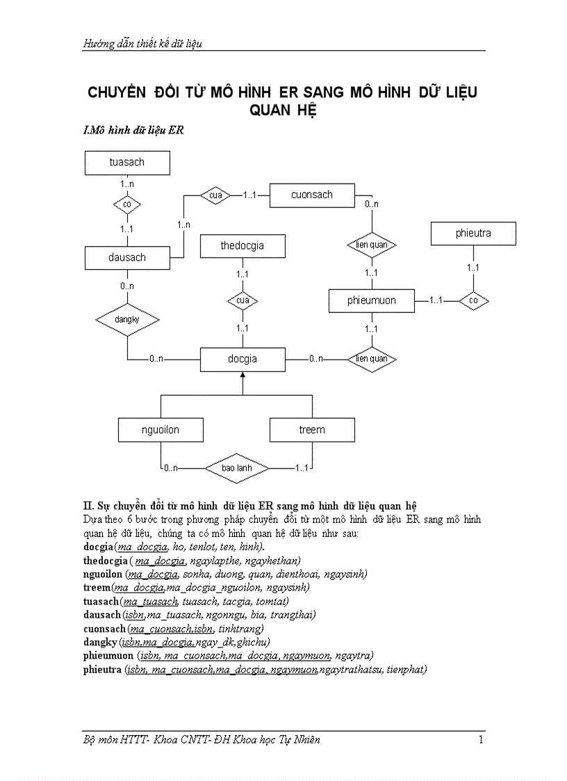 Chuyển đổi từ mô hình er sang mô hình dữ liệu quan hệ