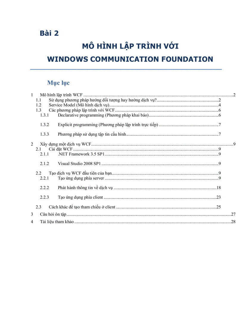 Mô hình lập trình với windows communication foundation