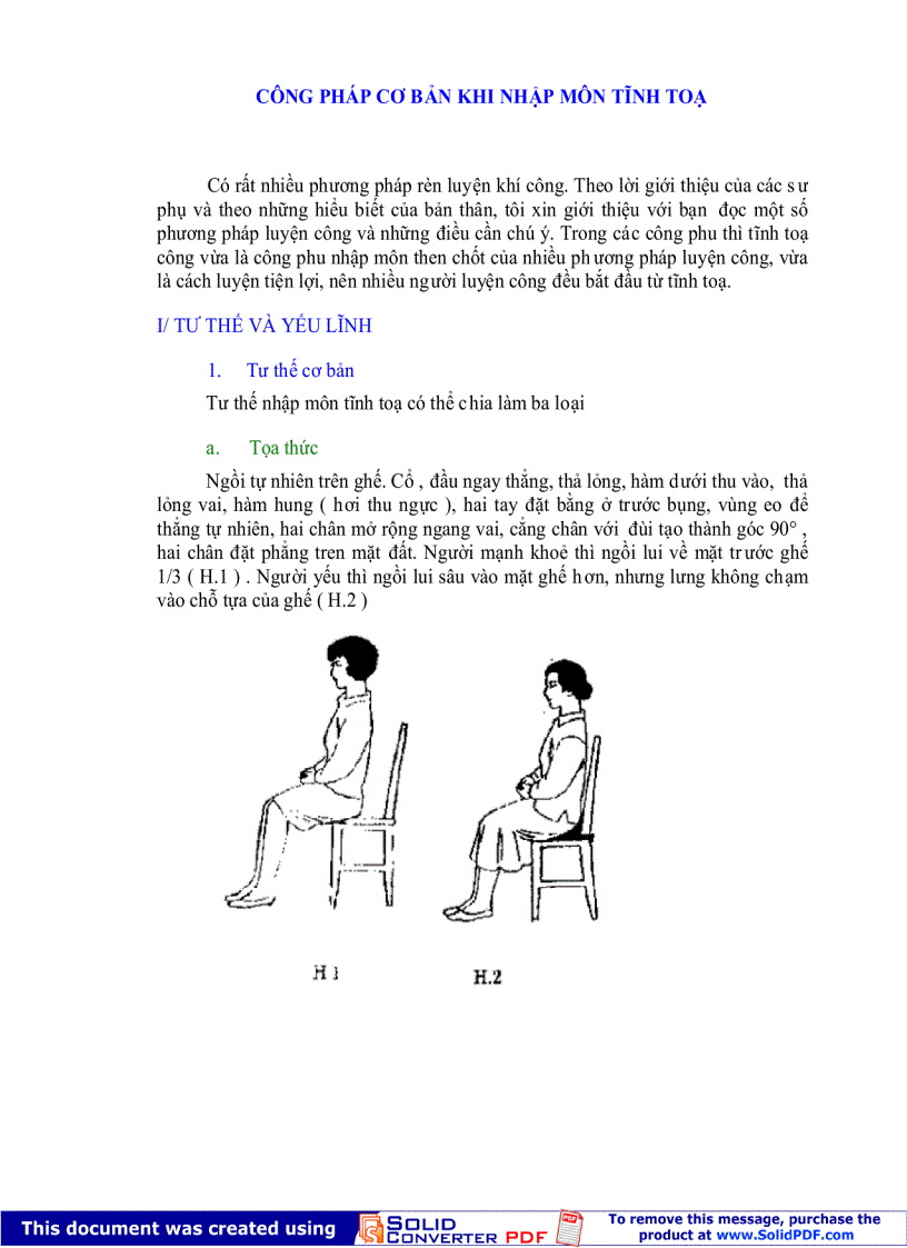 Công pháp cơ bản khi nhập môn tĩnh toạ