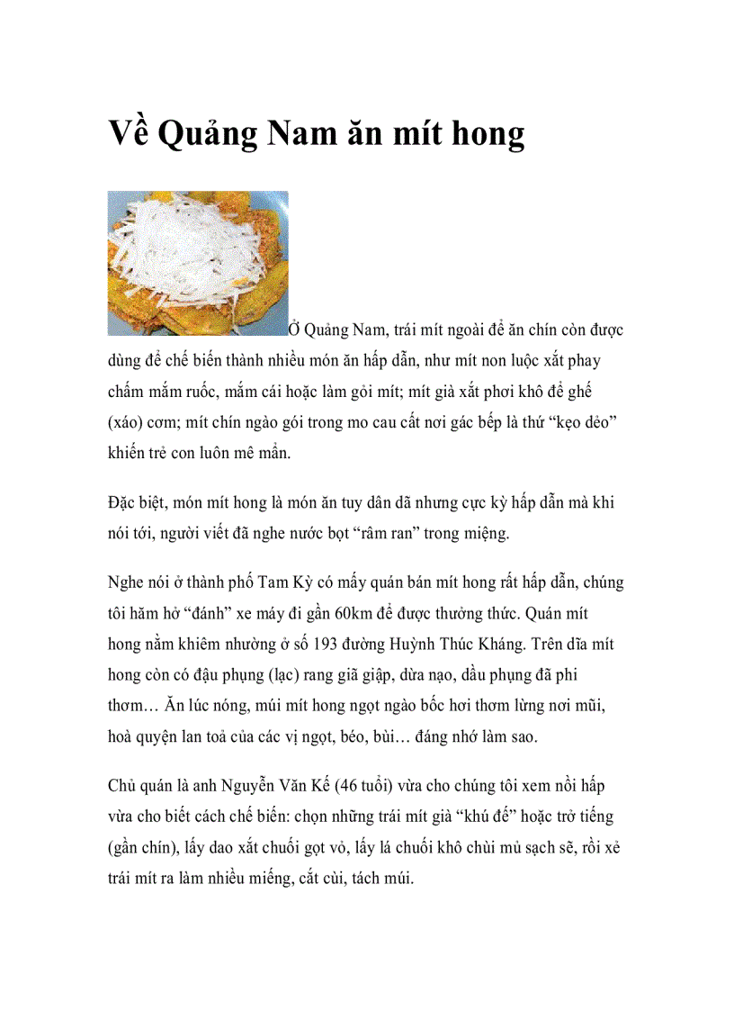 Về Quảng Nam ăn mít hong