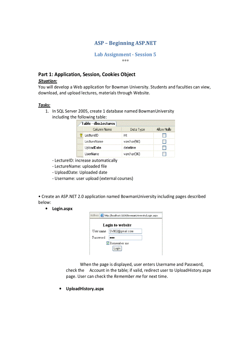 ASP Beginning ASP NET Lab Assignment Session 5