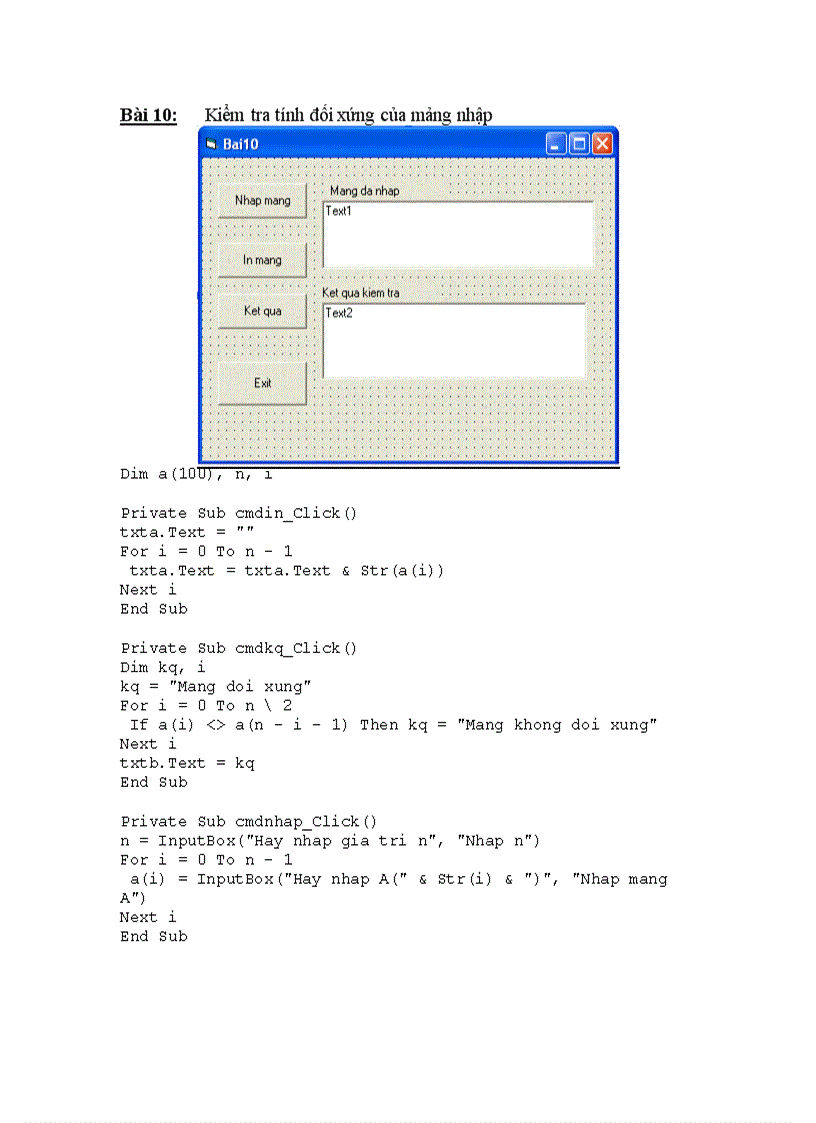 10 Bài Tập Mẫu Lập Trình Visual Basic