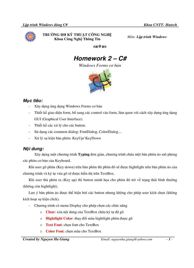 Homework 2 C Windows Forms cơ bản