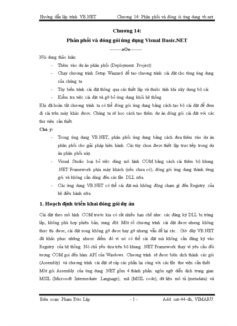 Phân phối và đóng gói ứng dụng Visual Basic NET