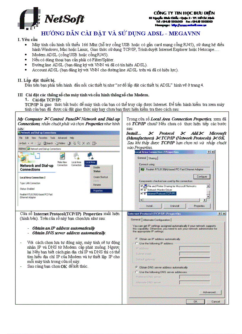 Hướng dẫn cài đặt và sử dụng adsl megavnn