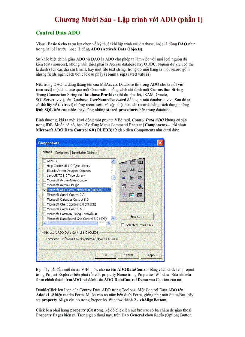 Lập trình với ADO phần I