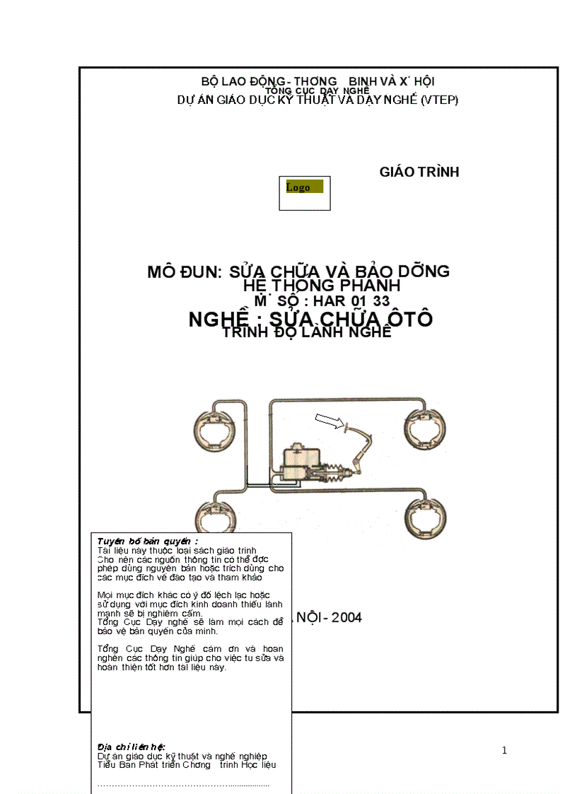 Tài liệu sửa chữa và bảo dưỡng hệ thống phanh