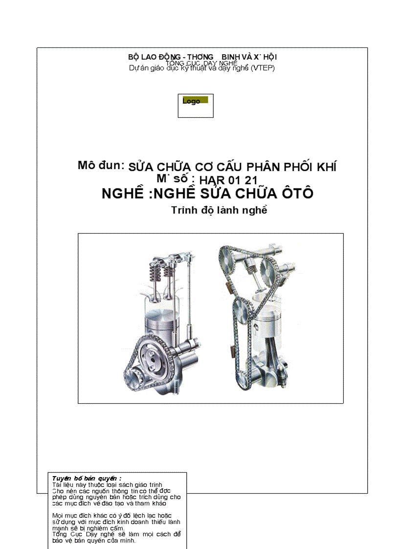 Tài liệu sửa chữa cơ cấu phân phối khí Trình độ lành NGHỀ SỬA CHỮA ÔTÔ