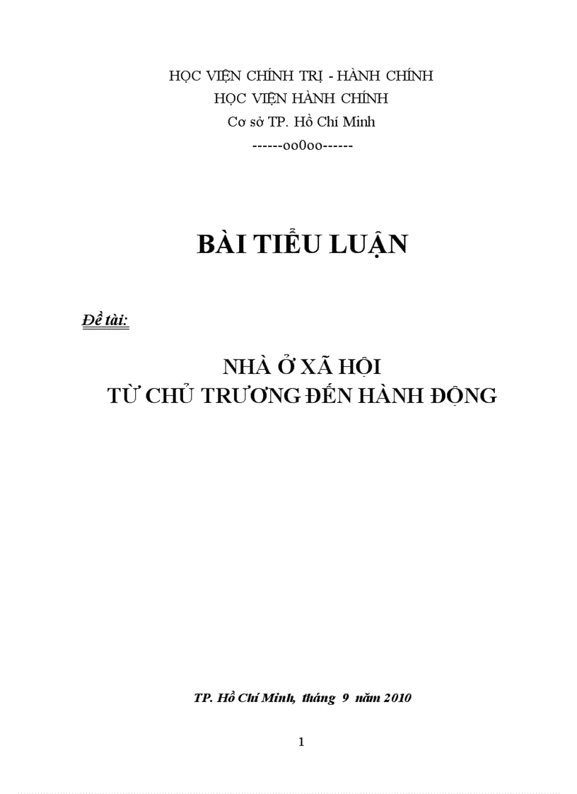 Tiểu luận qlnn về đô thị vấn đề nhà ở xã hội từ chủ trương đến hành động