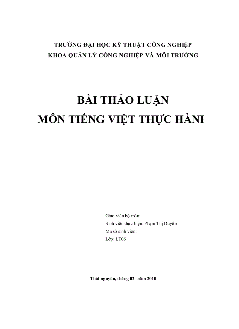 Bài thảo luận môn tiếng việt thực hành