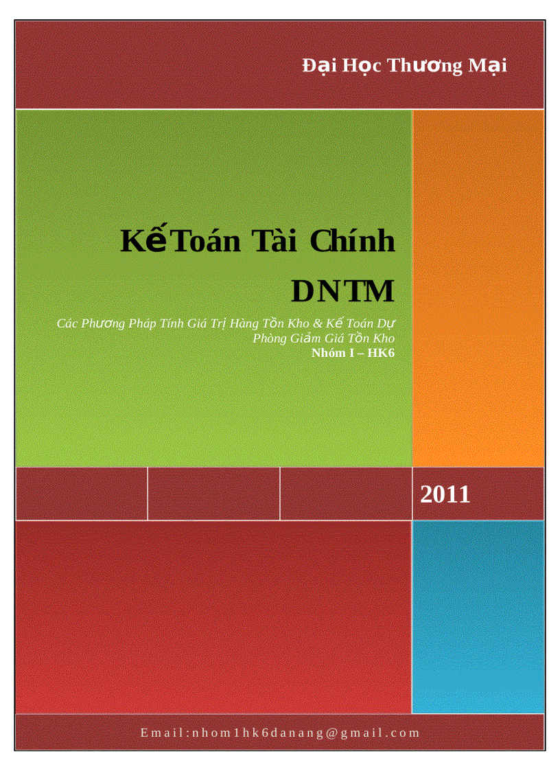 Kế Toán Tài Chính DNTM Các Phương Pháp Tính Giá Trị Hàng Tồn Kho Kế Toán Dự Phòng Giảm Giá Tồn Kho