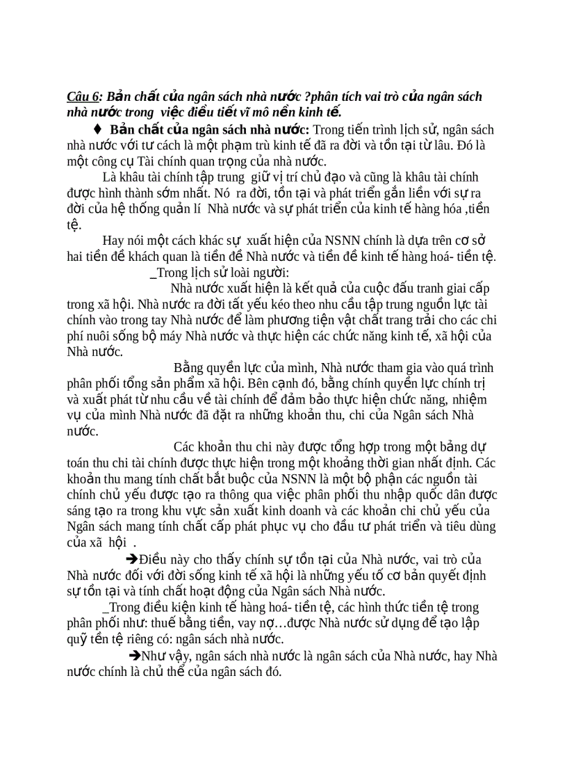 Bản chất của ngân sách nhà nước phân tích vai trò của ngân sách nhà nước trong việc điều tiết vĩ mô nền kinh tế