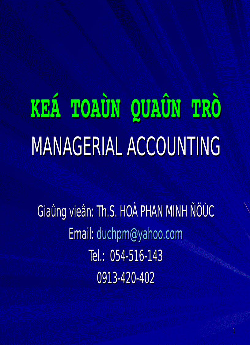 Kế toán quản trị managerial accounting