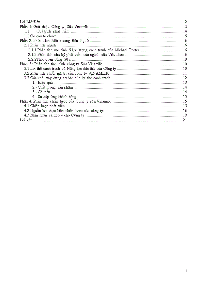 Phân tích chiến lược công ty vinamilk