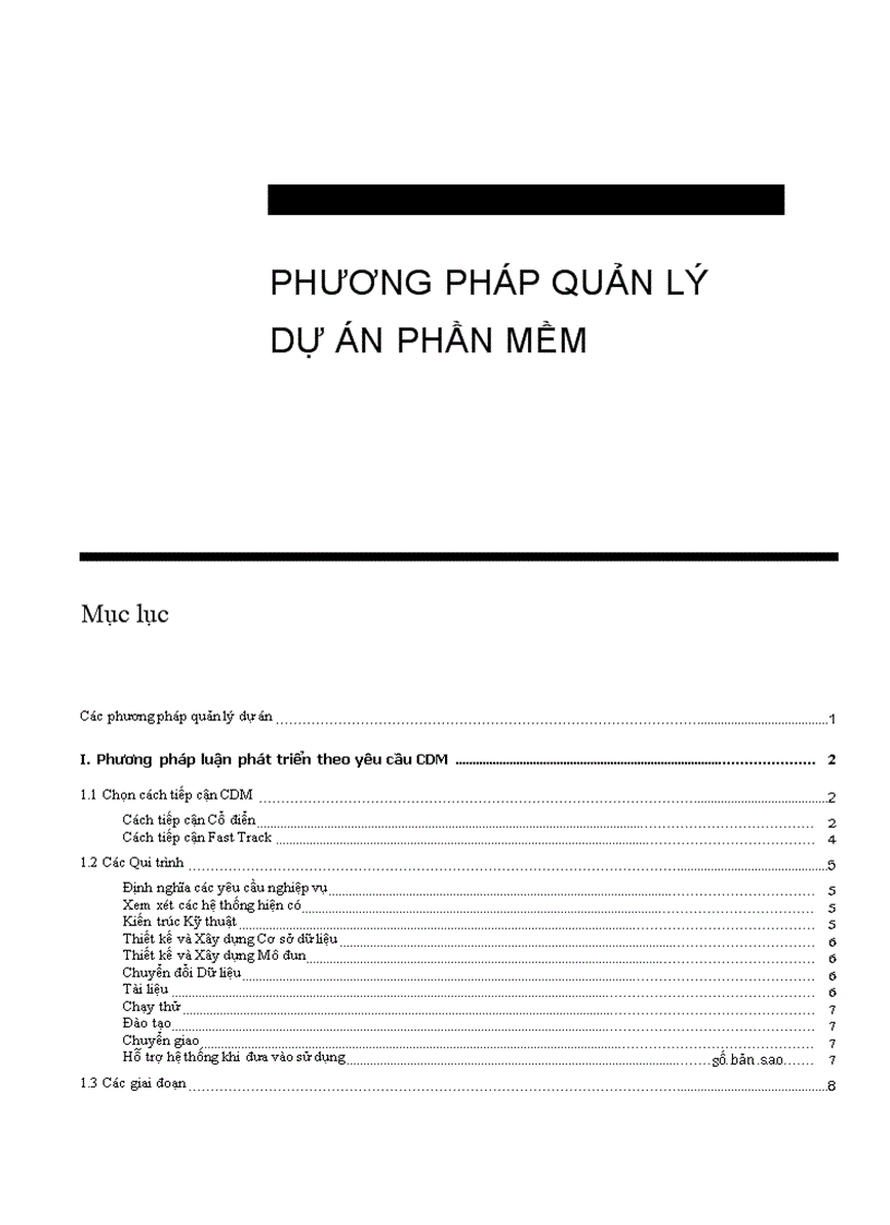 Bài giảng phương pháp quản lý dự án phần mềm