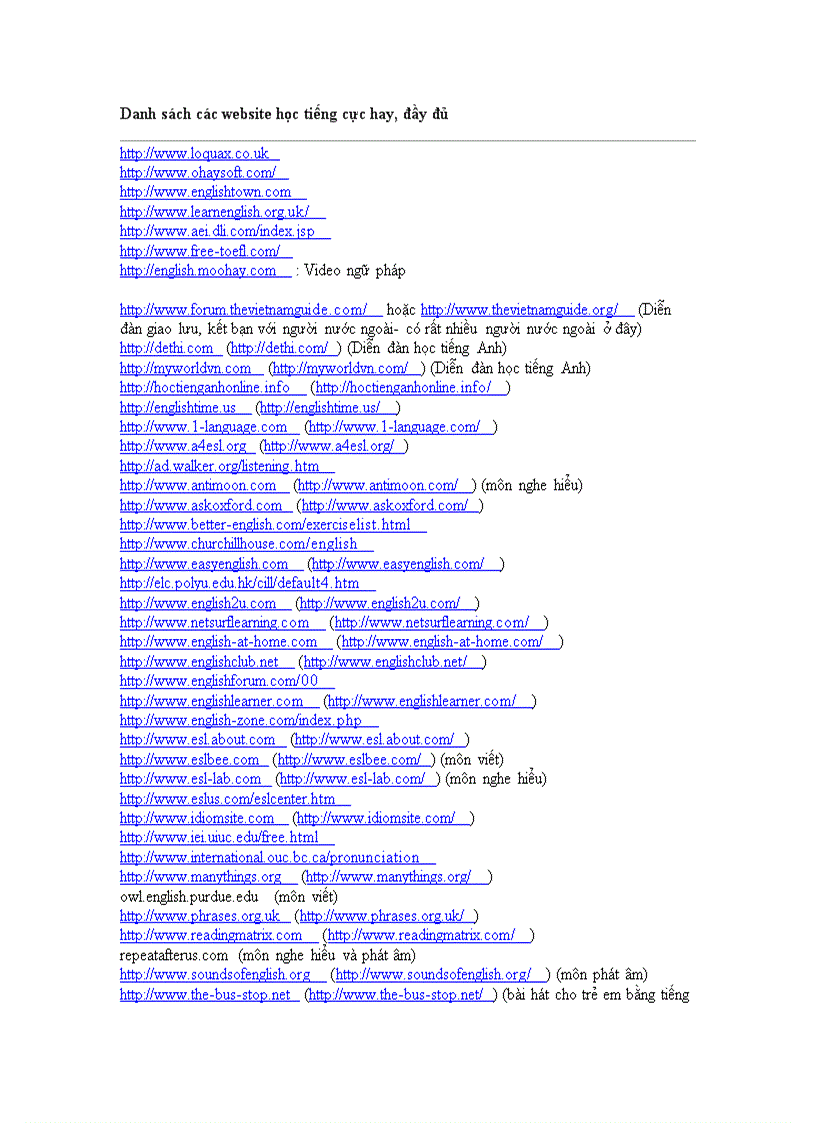 Danh sách các website học tiếng cực hay đầy đủ