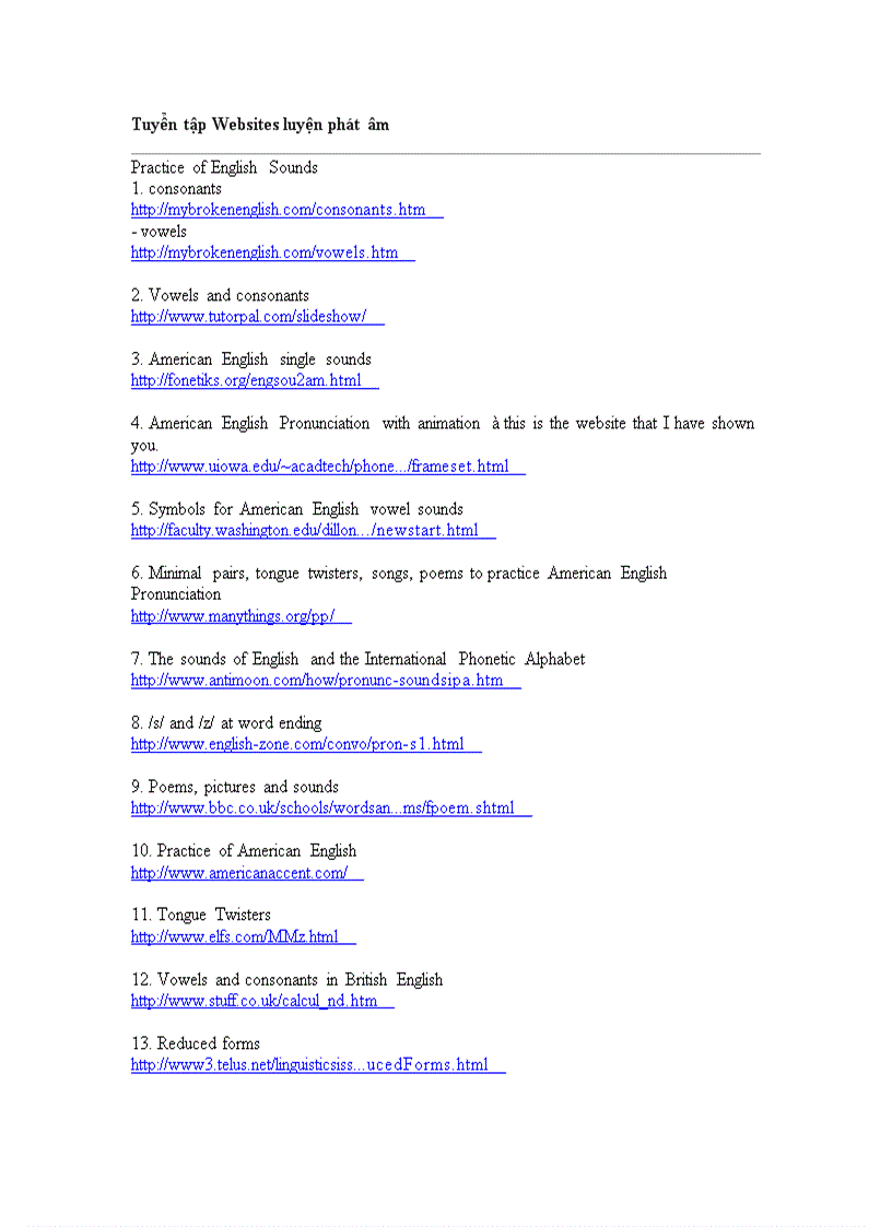 Tuyển tập Websites luyện phát âm