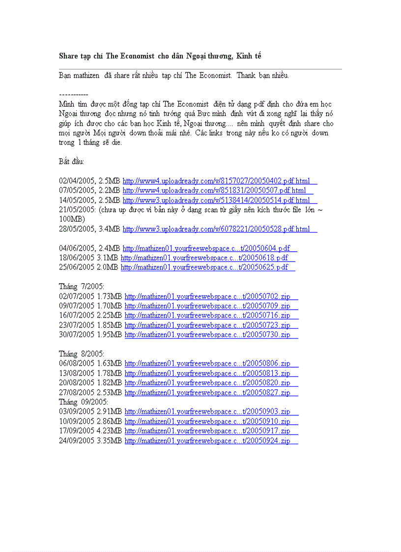 Share tạp chí The Economist cho dân Ngoại thương Kinh tế