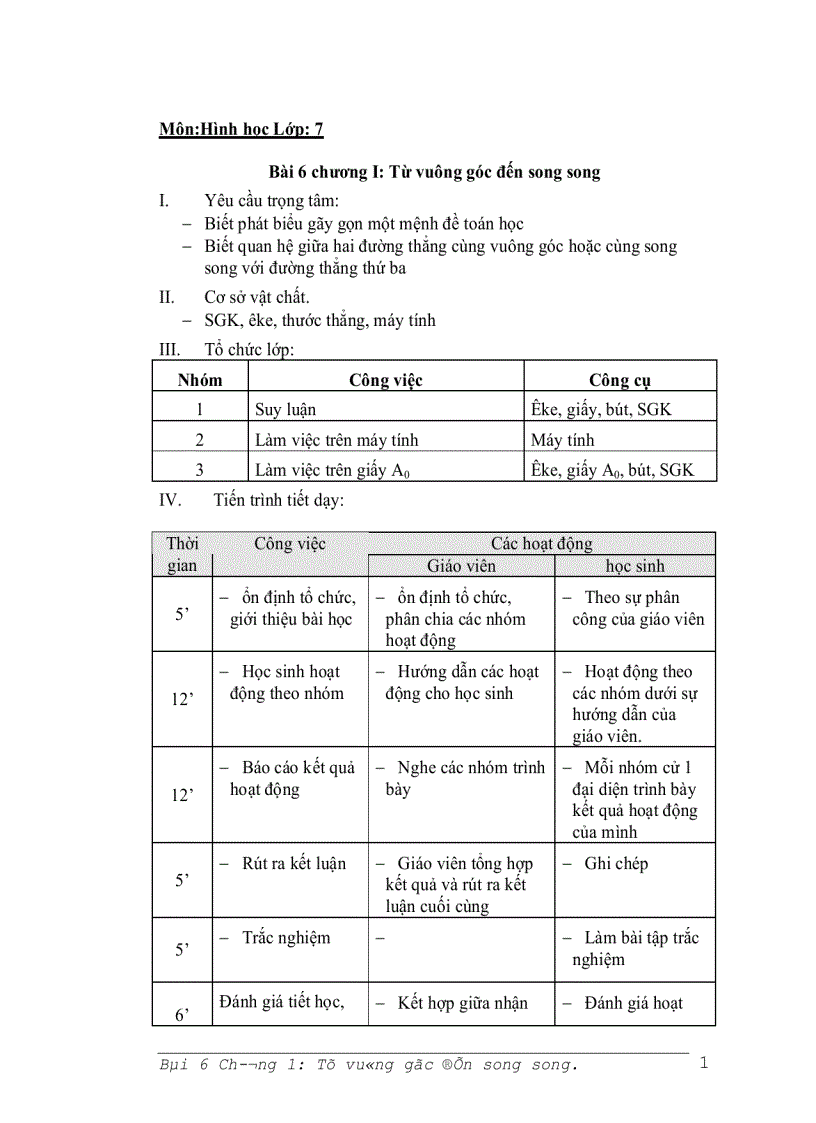 Từ vuông góc đến song song