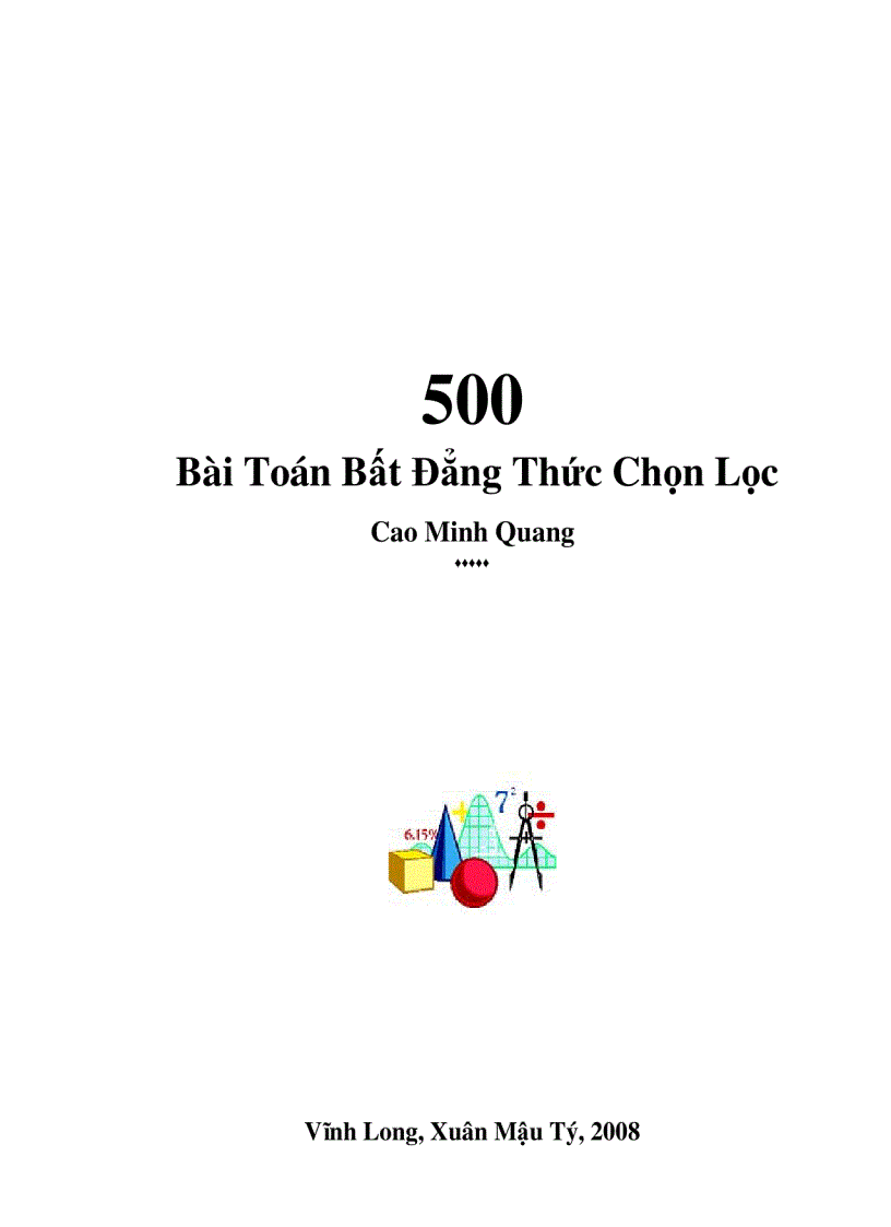 500 bất đẳng thức chọn lọc Cao Minh Quang