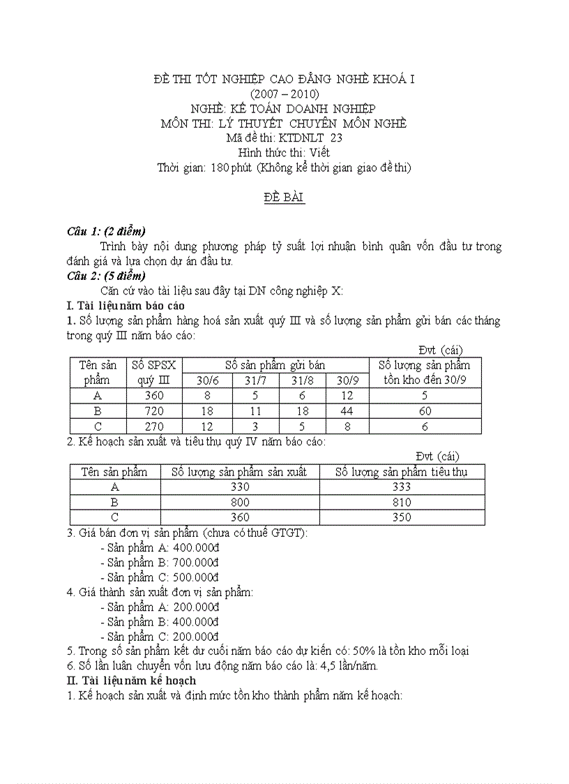 Đề thi lý thuyết kế toán doanh nghiệp 32