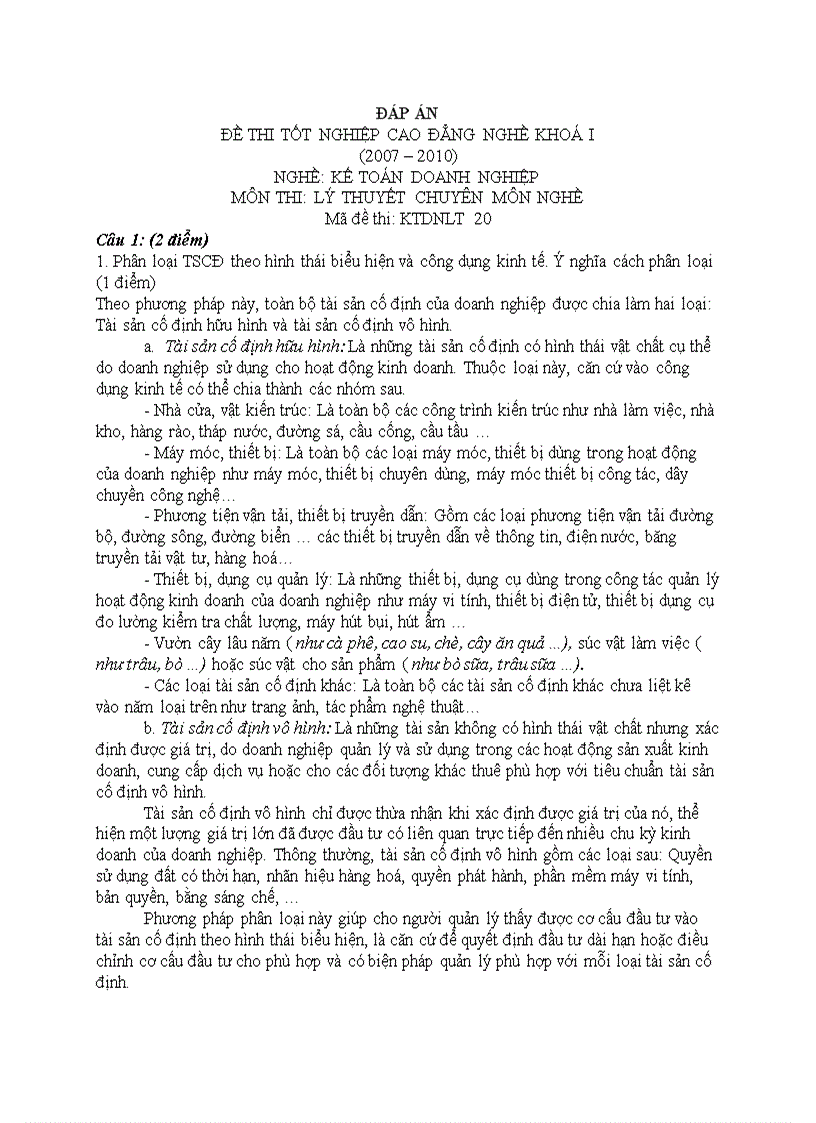 Đáp án lý thuyết kế toán doanh nghiệp 37