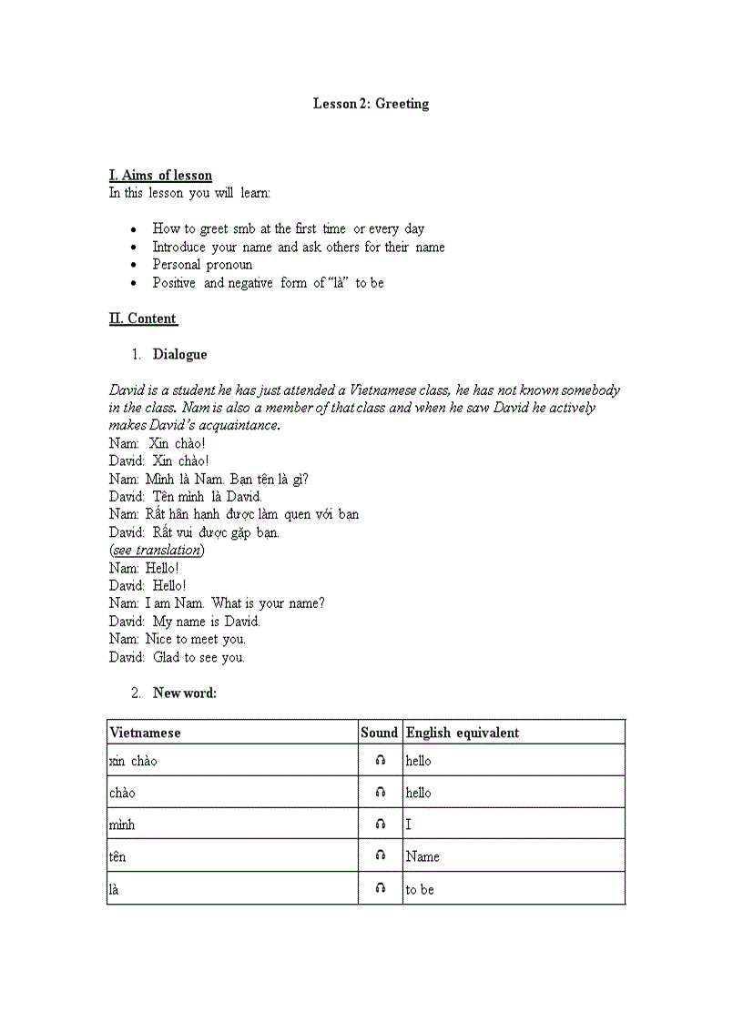 Lesson 2 Greeting