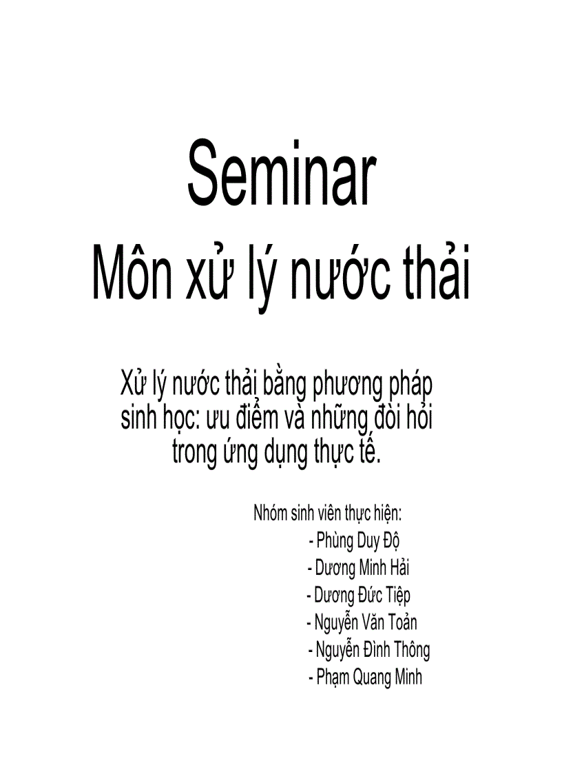 Seminar Môn xử lý nước thải