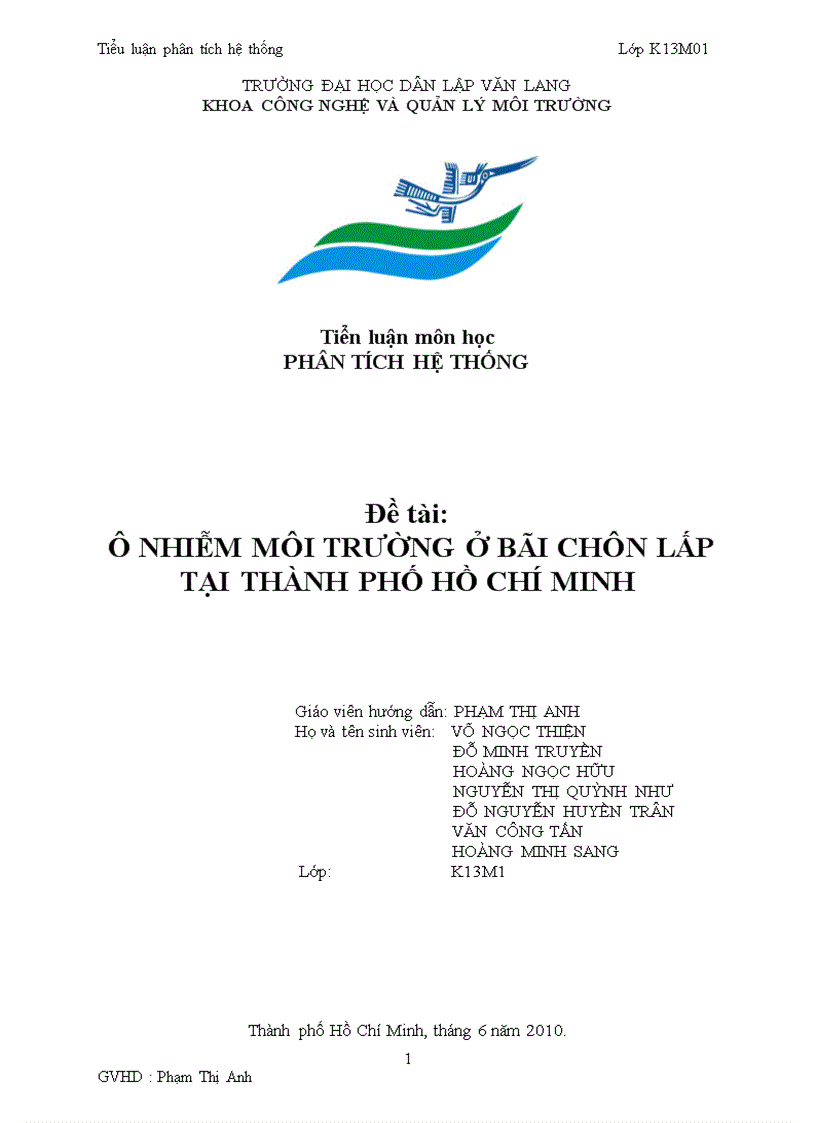 Ô nhiễm môi trường ở bãi chôn lấp tại thành phố hồ chí minh