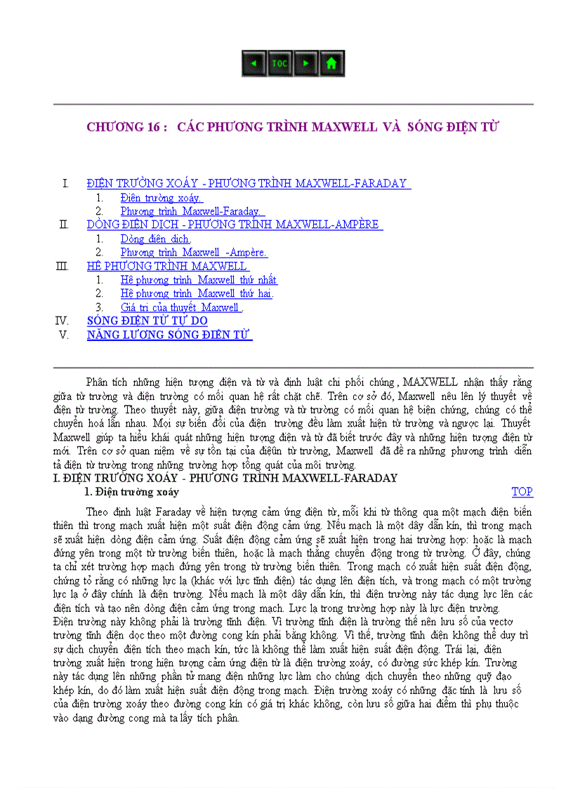 Các phương trình maxwell và sóng ðiện từ