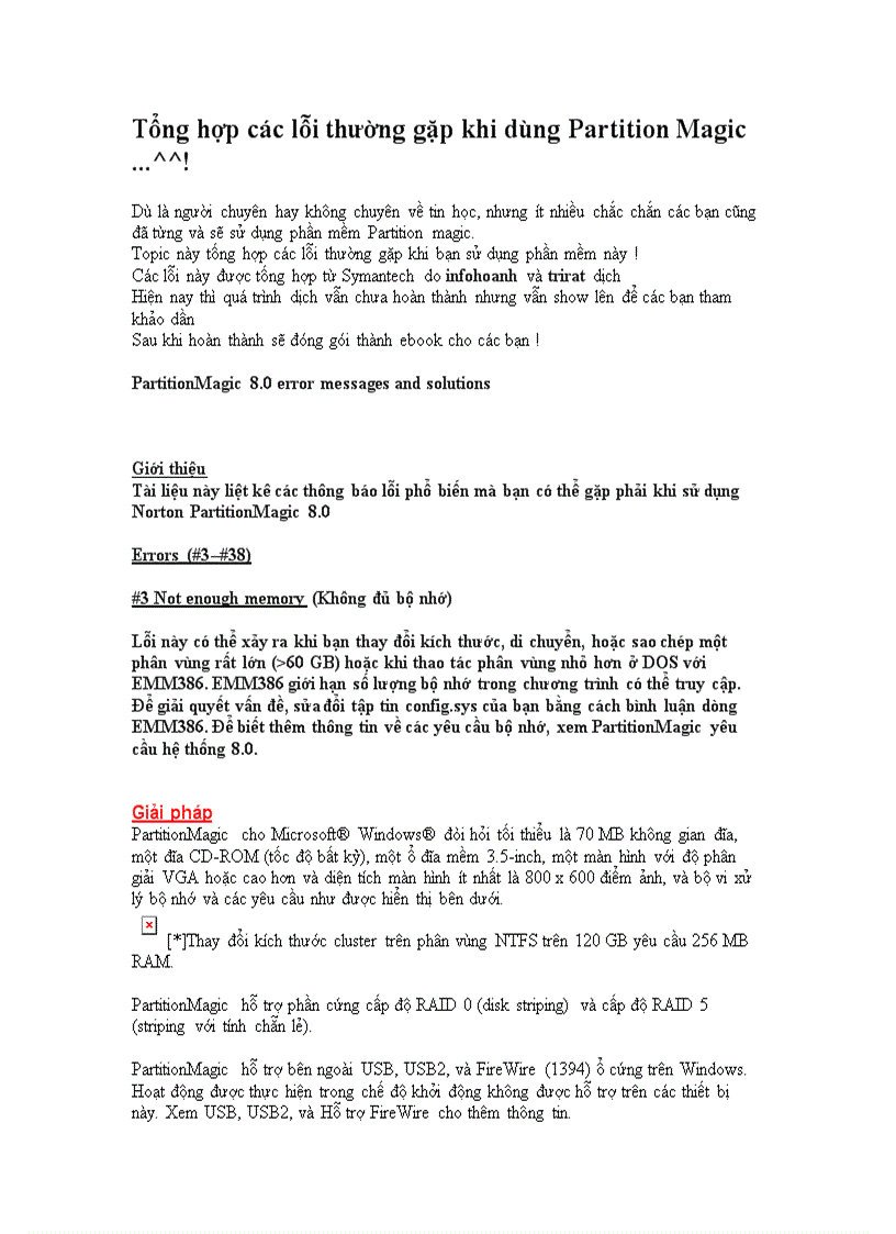 Tổng hợp các lỗi thường gặp khi dùng Partition Magic