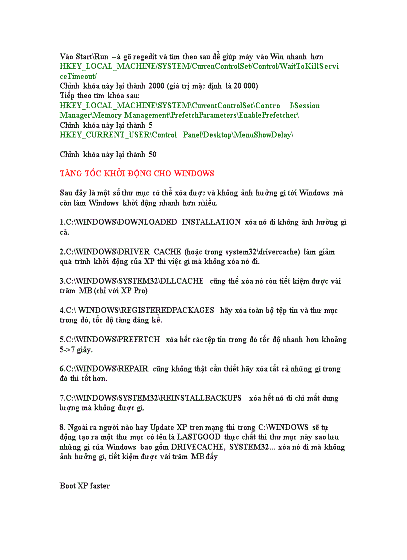 Tăng tốc khi khởi động win