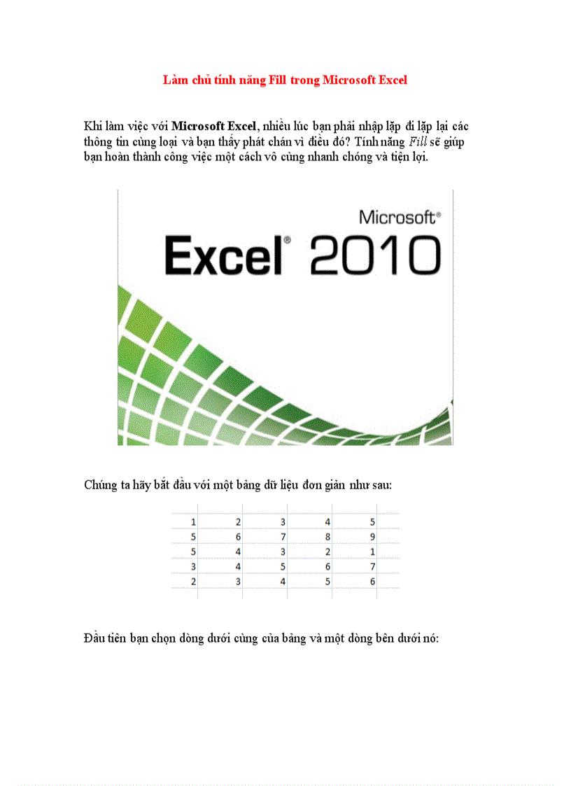 Làm chủ tính năng Fill trong Microsoft Excel