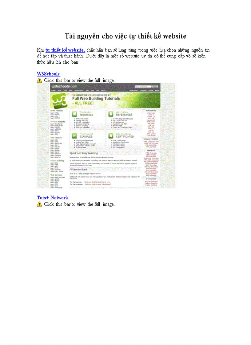 Tài nguyên cho việc tự thiết kế website