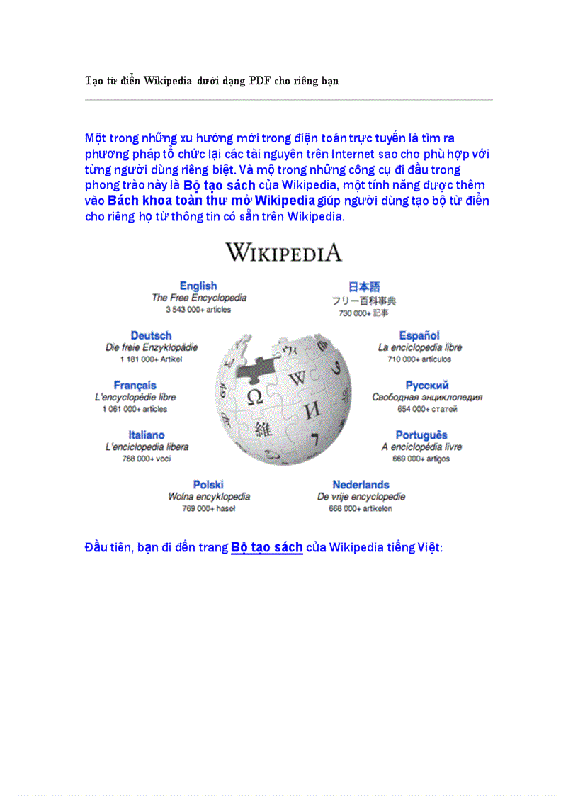 Tạo từ điển Wikipedia dưới dạng PDF cho riêng bạn
