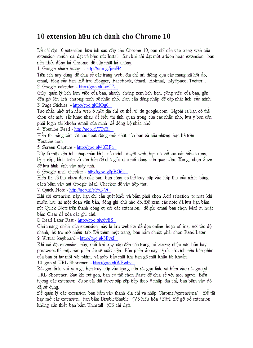 10 extension hữu ích dành cho Chrome 10