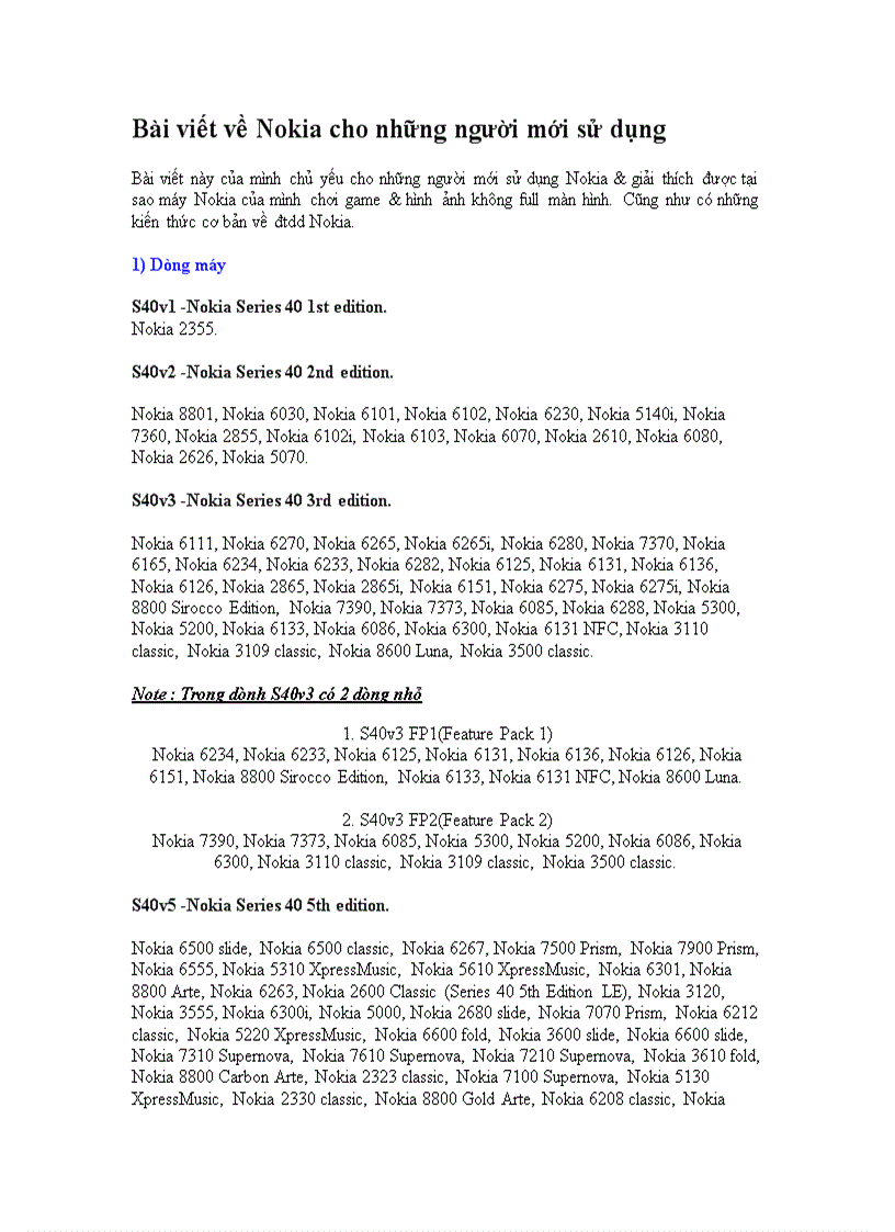 Bài viết về Nokia cho những người mới sử dụng