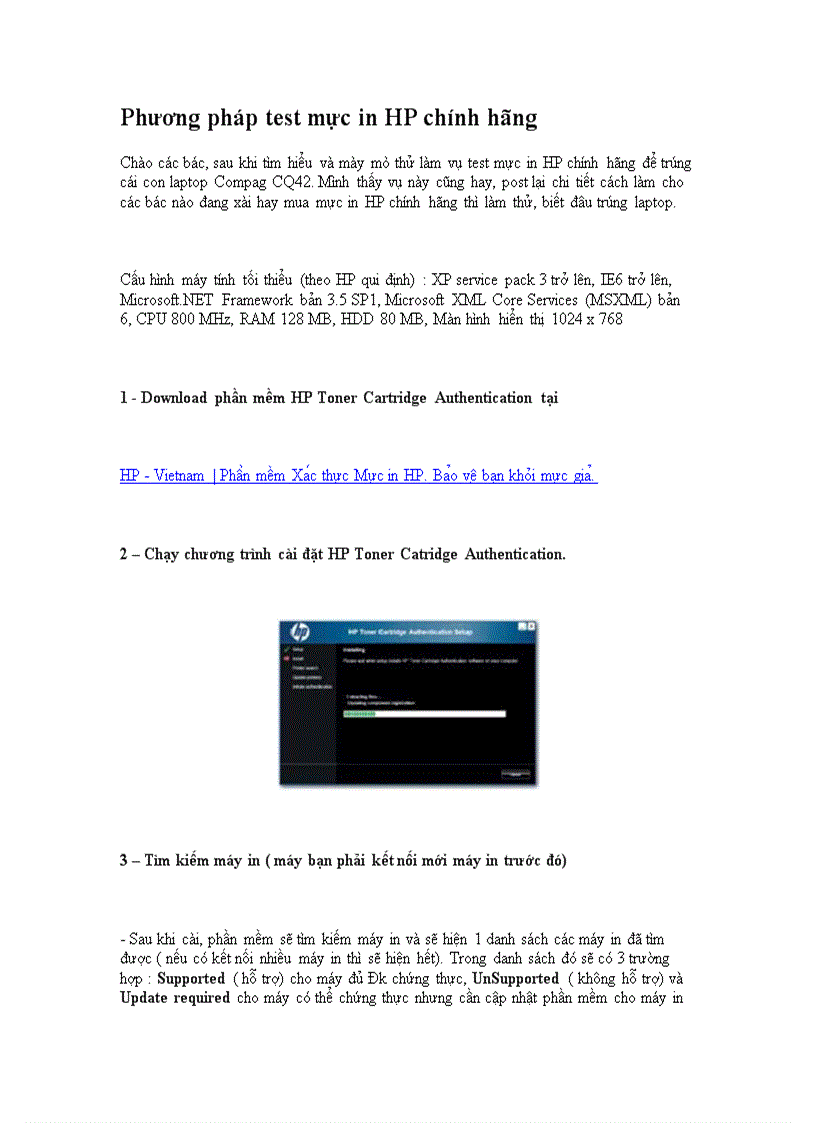 Phương pháp test mực in HP chính hãng