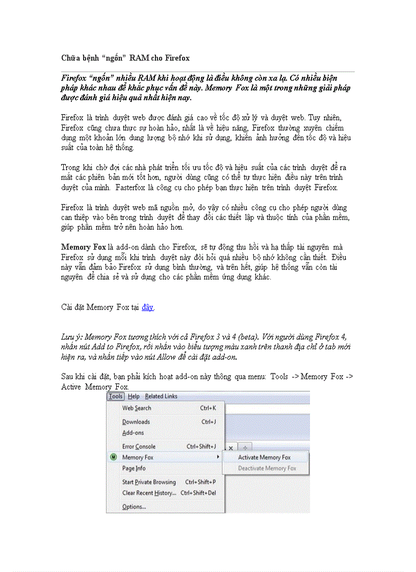 Chữa bệnh ngốn RAM cho Firefox