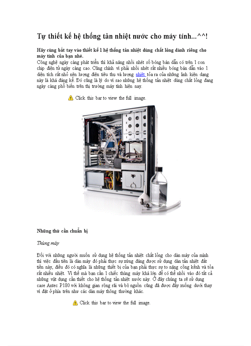 Tự thiết kế hệ thống tản nhiệt nước cho máy tính