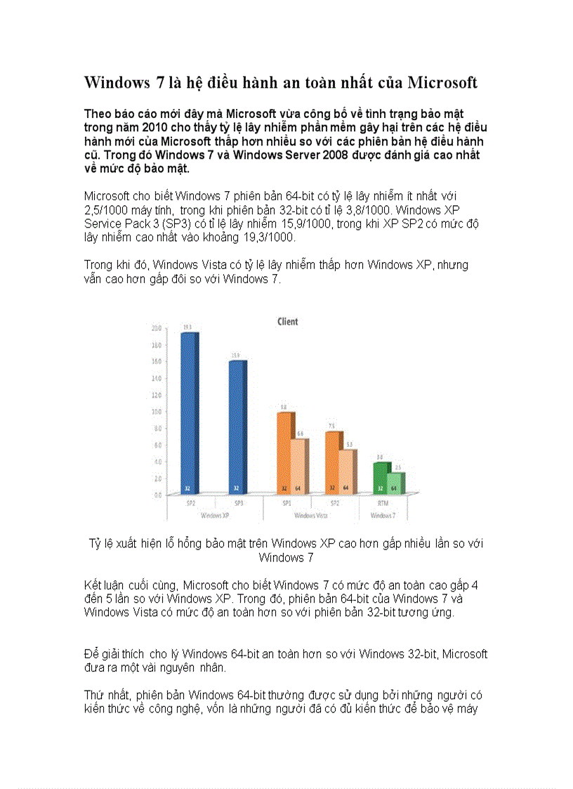Windows 7 là hệ điều hành an toàn nhất của Microsoft