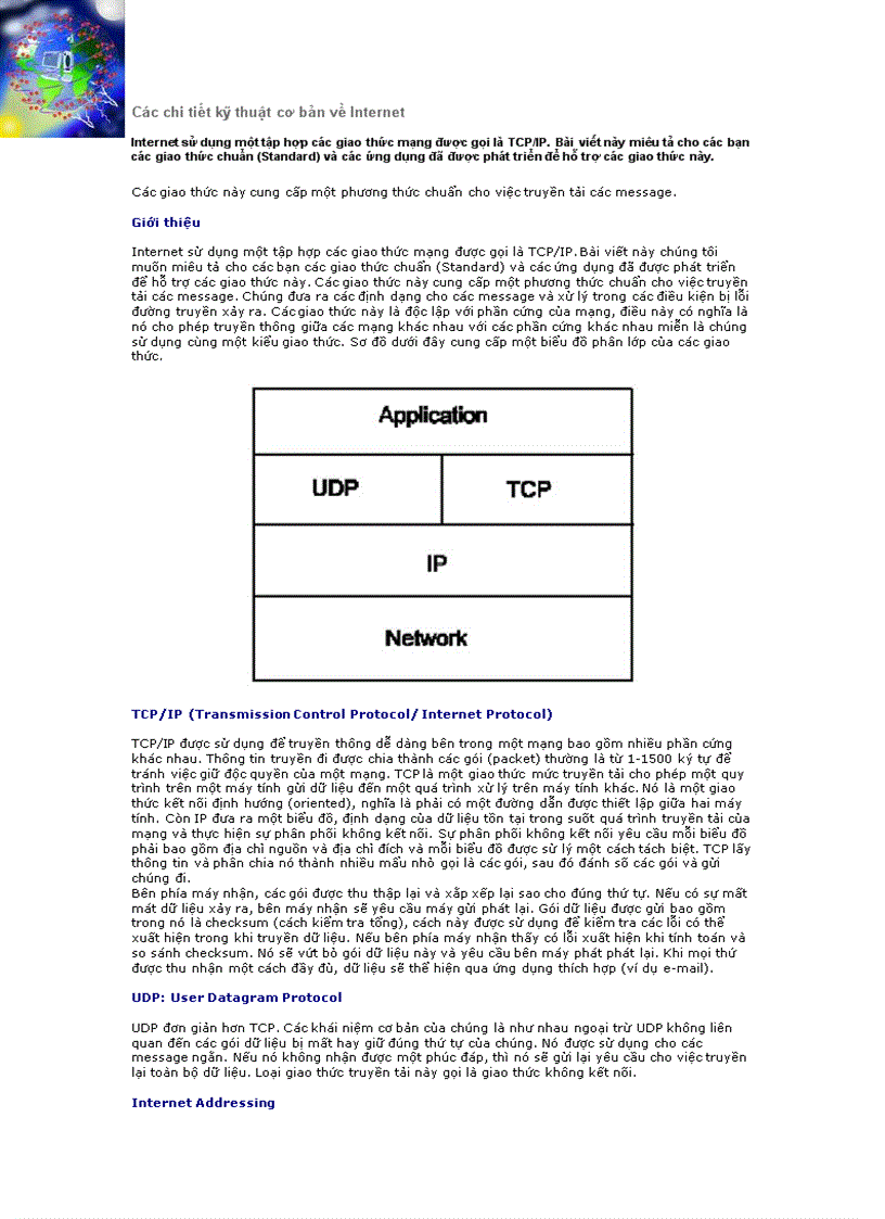 Các chi tiết kỹ thuật cơ bản về Internet