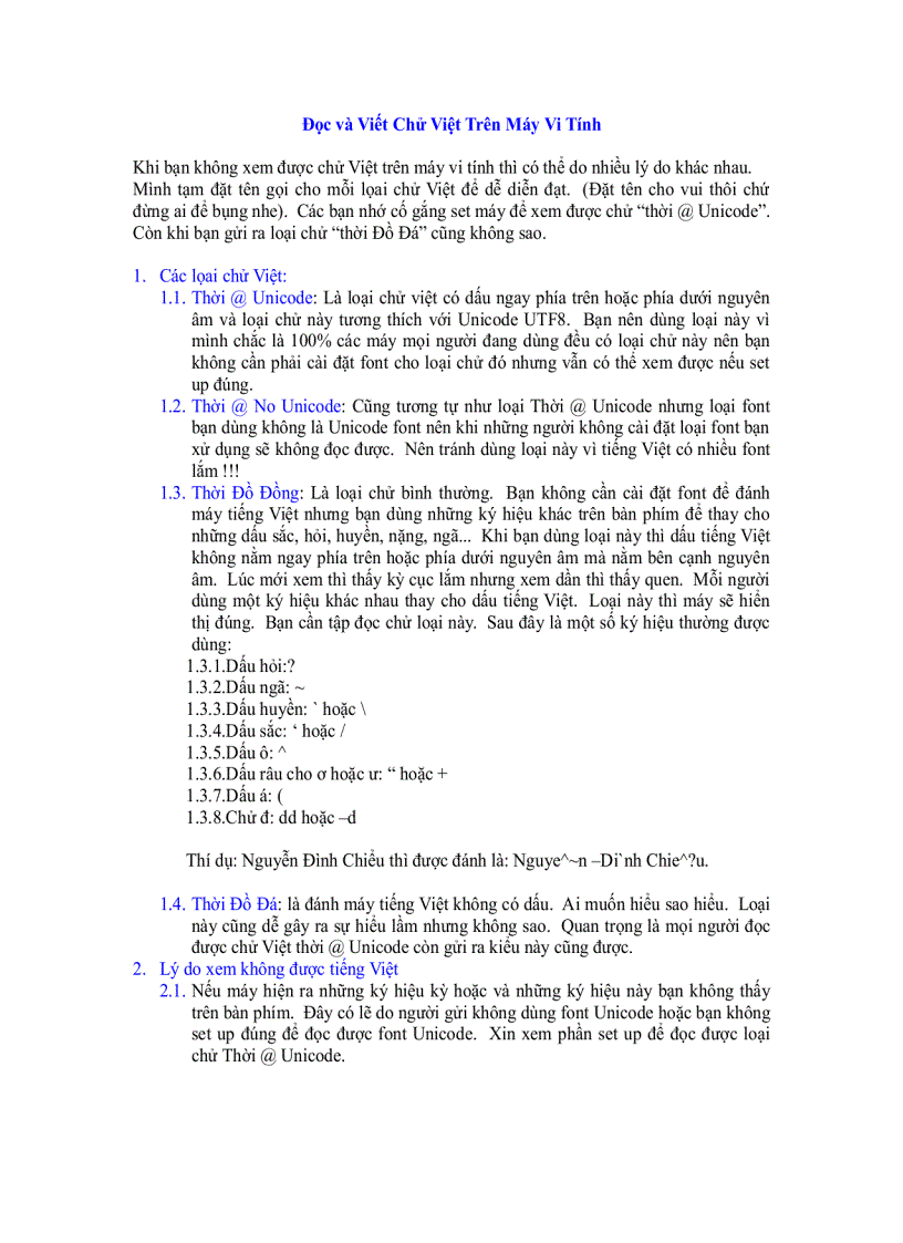 Đọc và viết chữ Việt trên máy vi tính