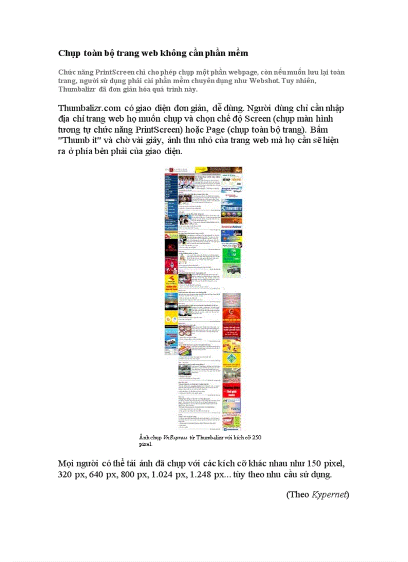 Chụp toàn bộ trang web ko cần phần mềm